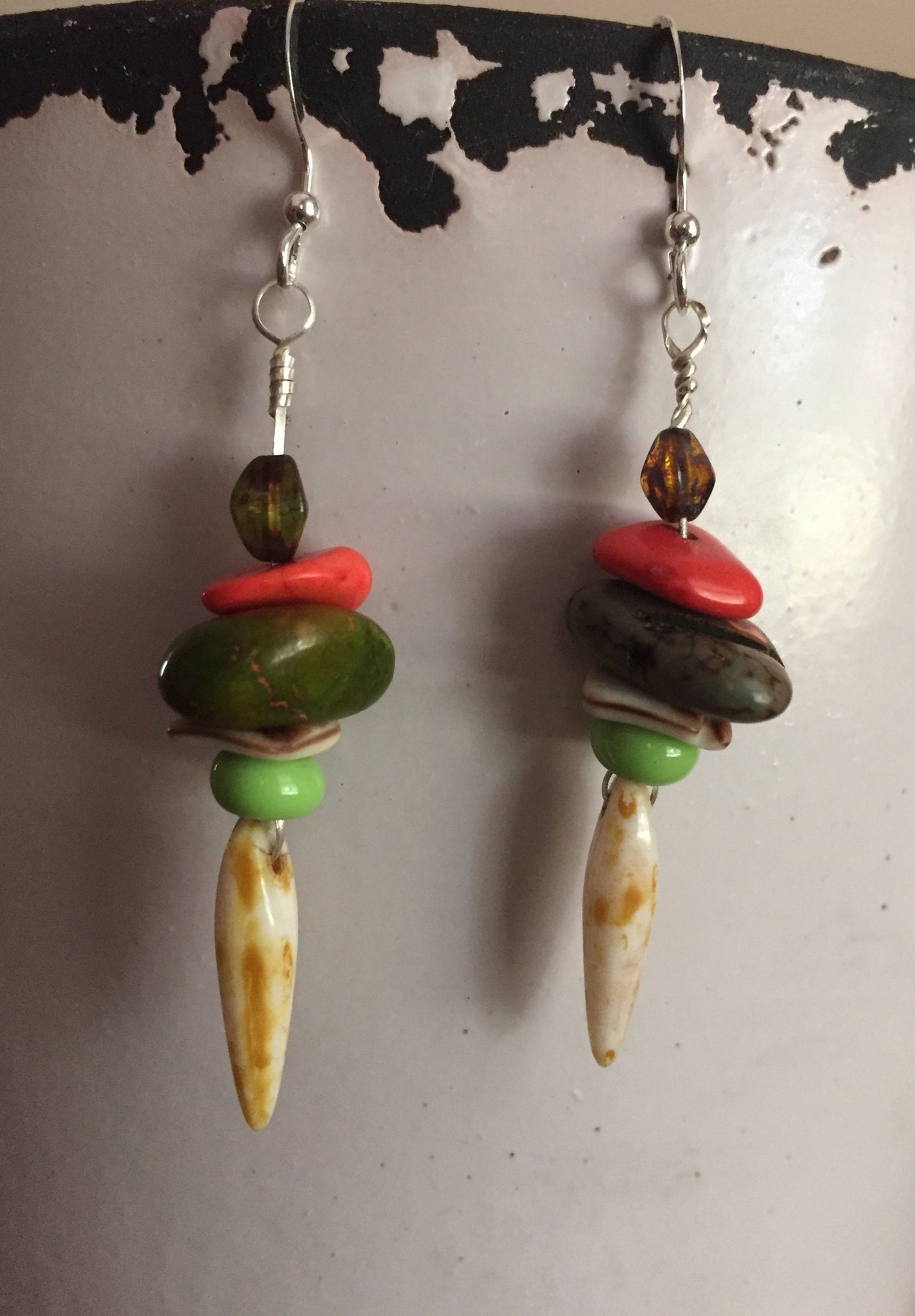 Sterling Silver and Organic Stone Dangle Earrings