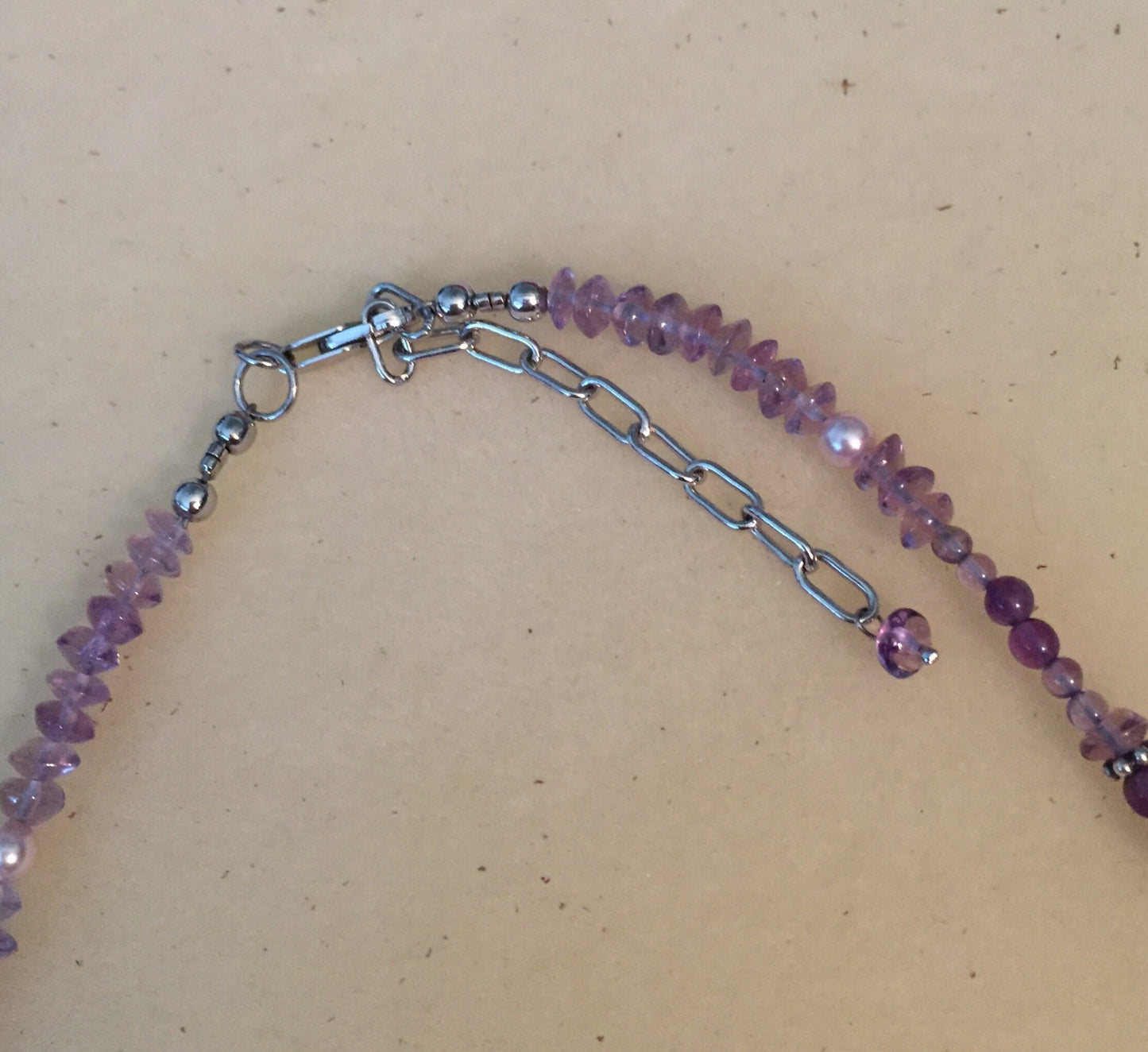Amethyst and Sterling Silver with Pearl Bead Dangle Pendant