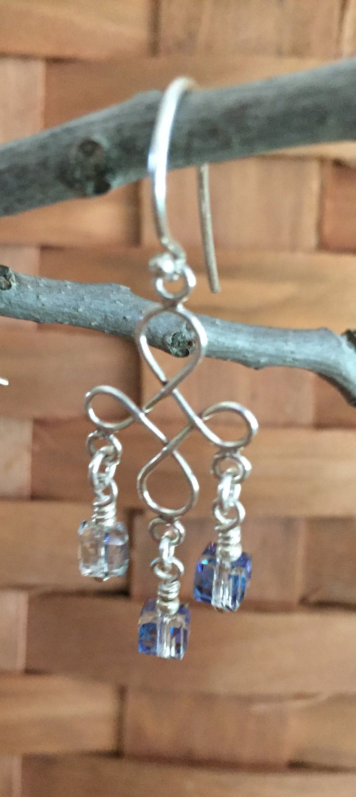 Sterling Silver Chandelier Earrings with Cube Dangles