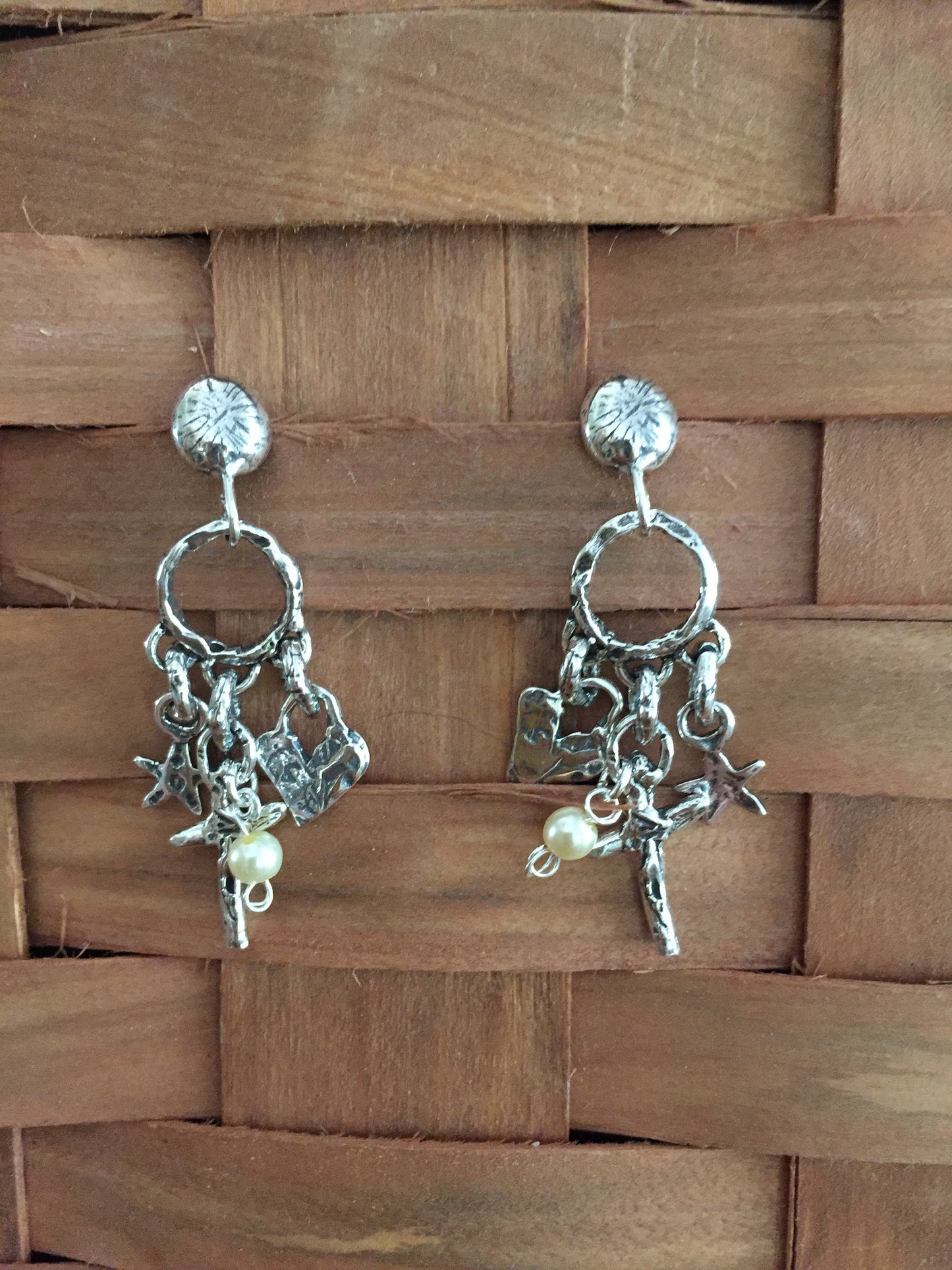 Sterling Silver Artisan Rustic Chandelier Earrings