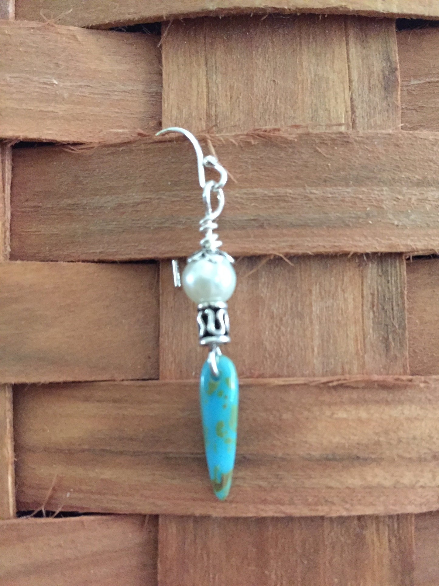 Sterling Silver Thorn Bead Dangle Earrings