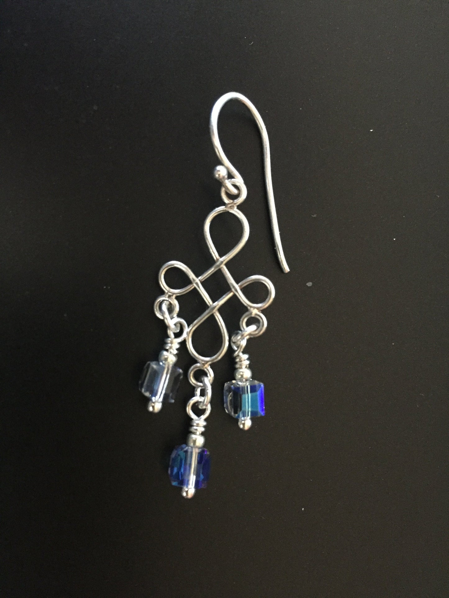 Sterling Silver Chandelier Earrings with Cube Dangles