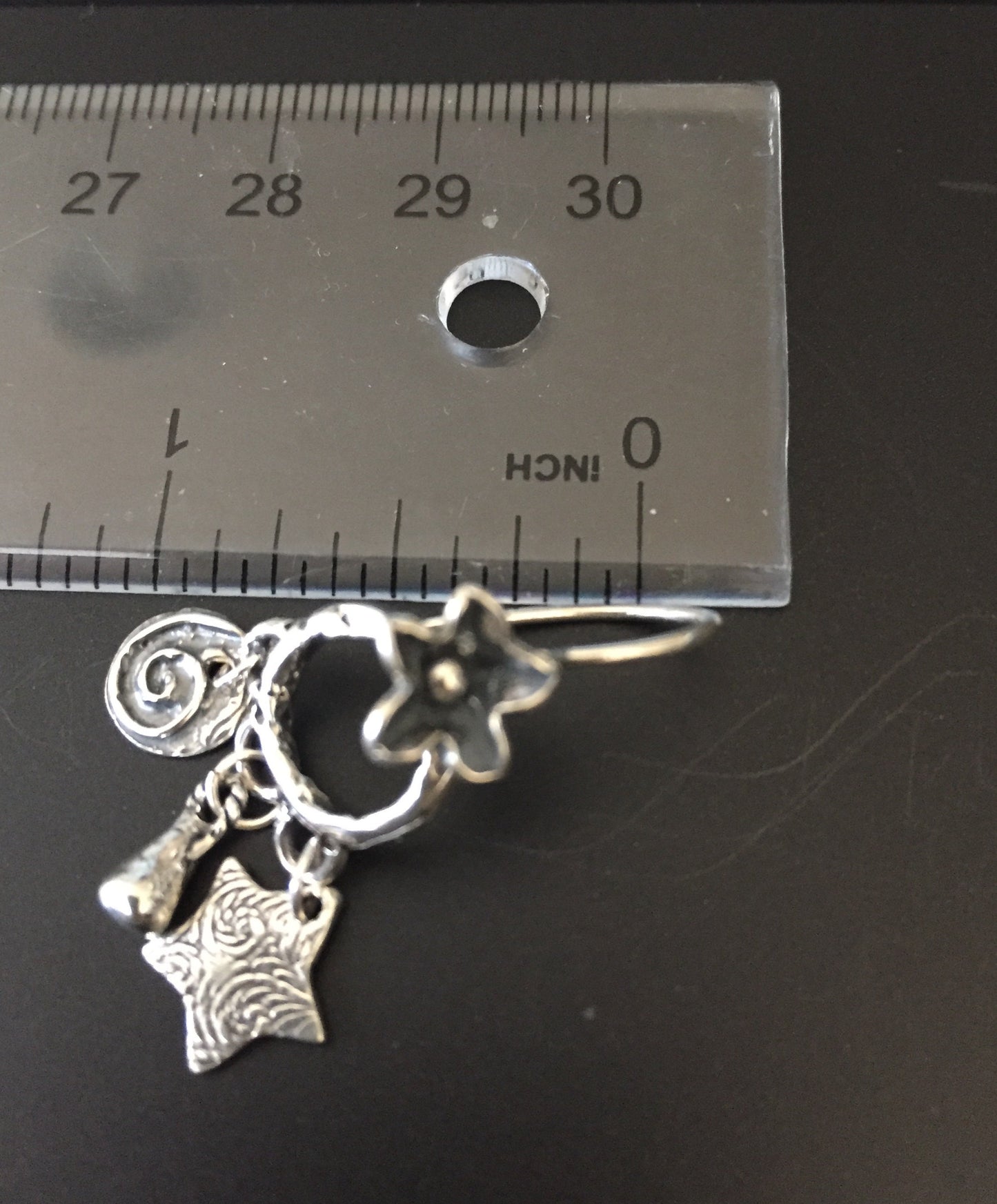 Sterling Silver Tiny Chandelier Earrings with Charms