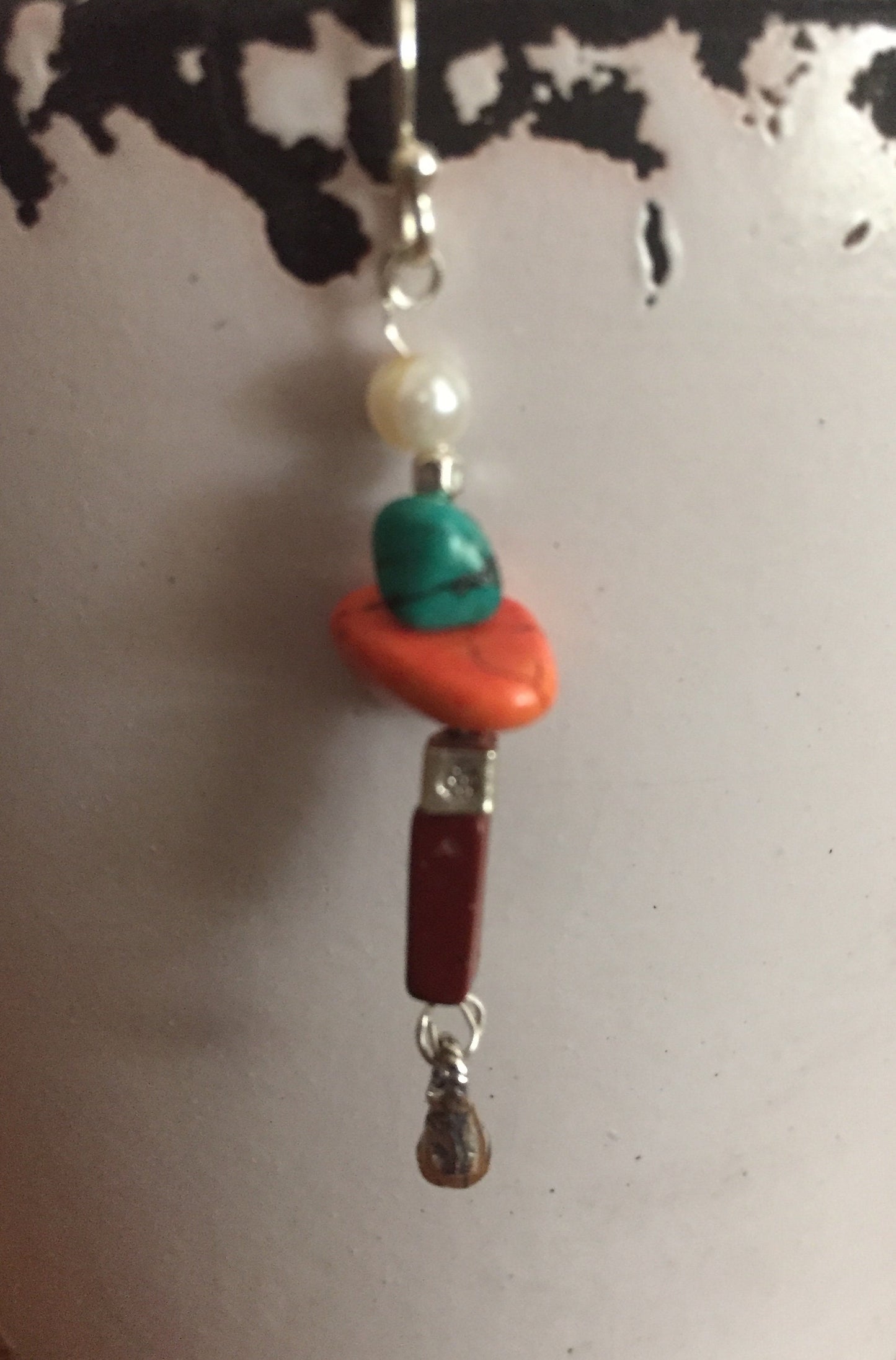 Sterling Silver Organic Stones and Beads Dangle Earrings
