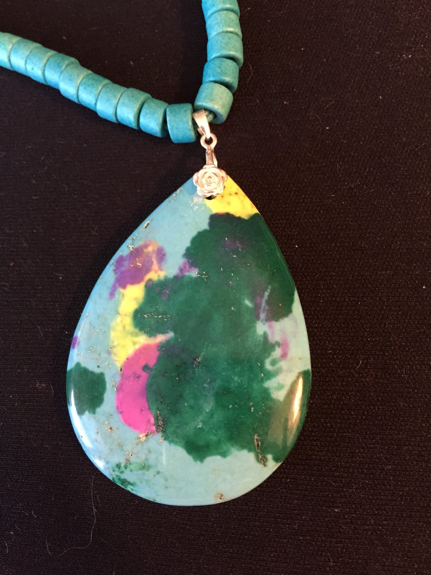 Beautiful Multi Color, Howlite Turquoise Gemstone Pendant