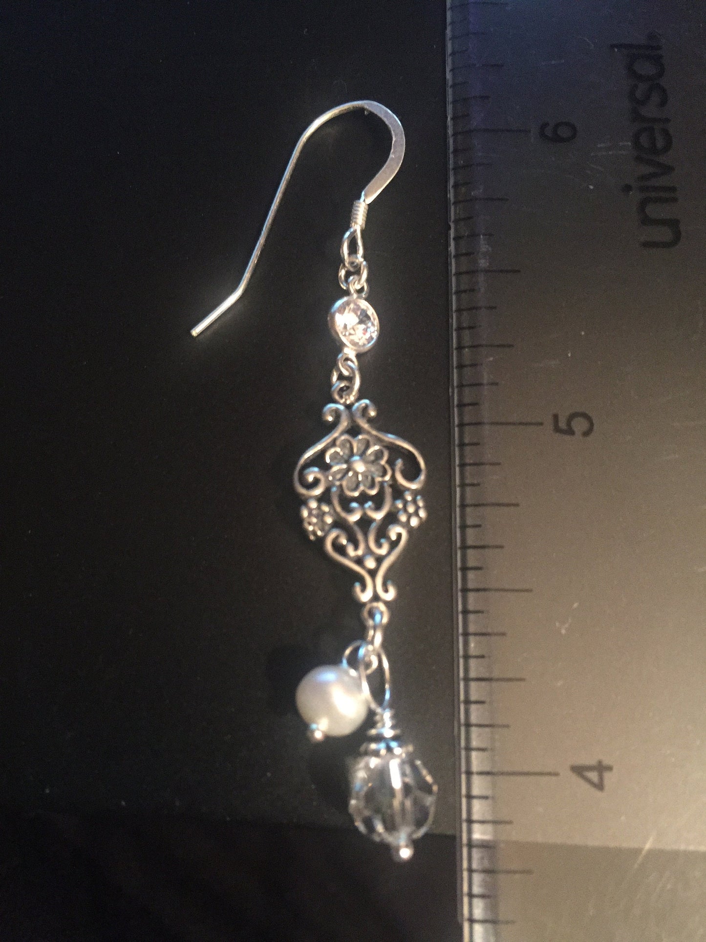 Sterling Silver Delicate Vintage Scroll Style Dangle Earrings