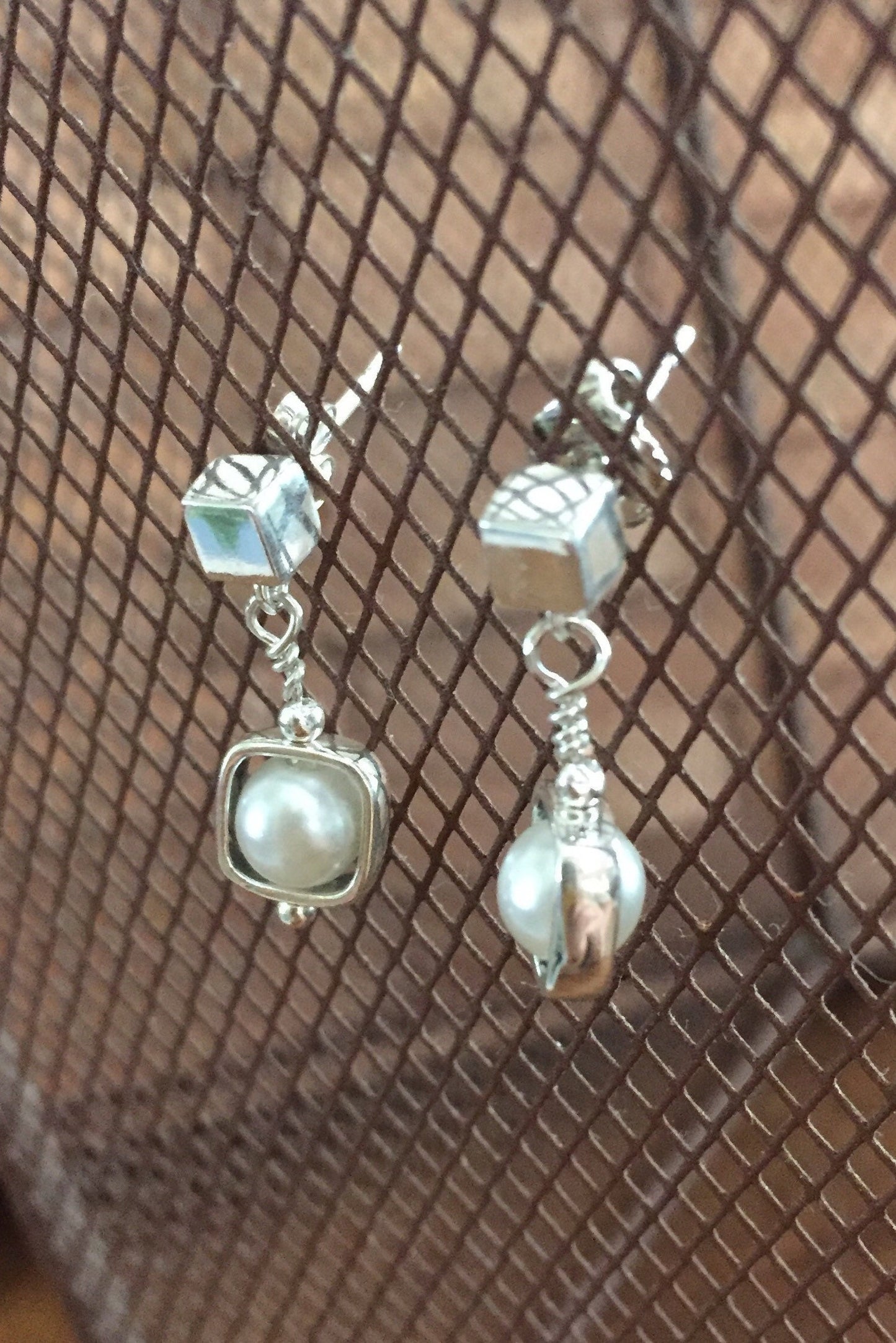 Sterling Silver & Pearl Dainty Dangle Earrings