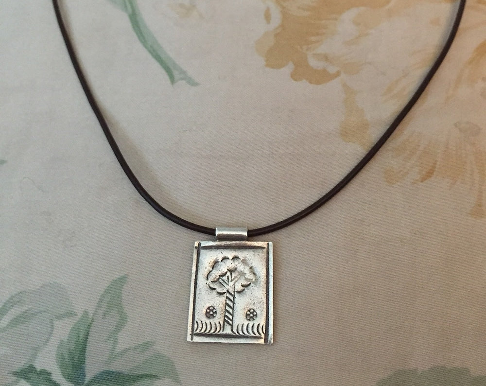 Sterling Silver Disc on Leather Cord