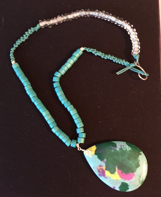 Beautiful Multi Color, Howlite Turquoise Gemstone Pendant