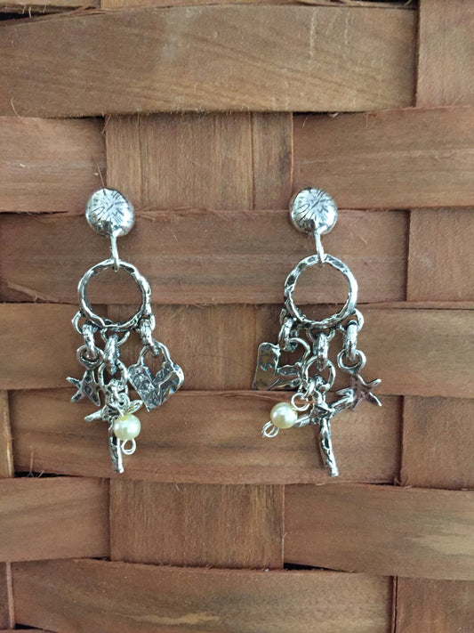 Sterling Silver Artisan Rustic Chandelier Earrings
