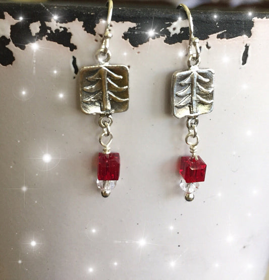 Sterling Silver Winter Christmas Trees with Dangles