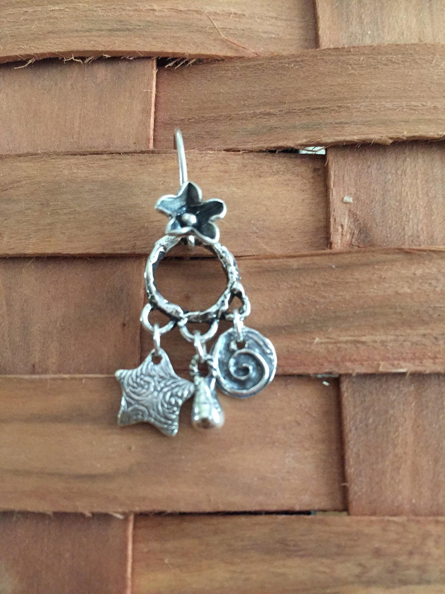 Sterling Silver Tiny Chandelier Earrings with Charms