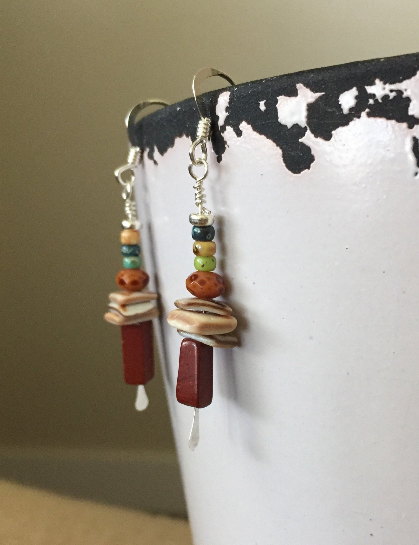 Sterling Silver Mixed Bead Dangle Earrings