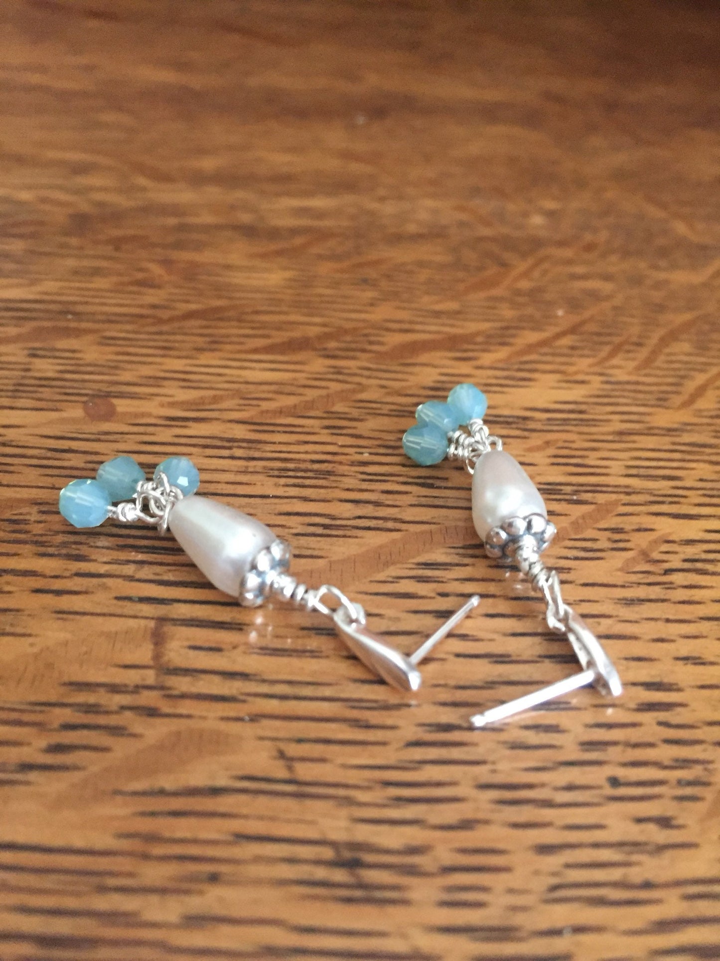 Sterling Silver, Pearl Teardrop Beads and Swarovski Crystal Dangles - Just Divine!