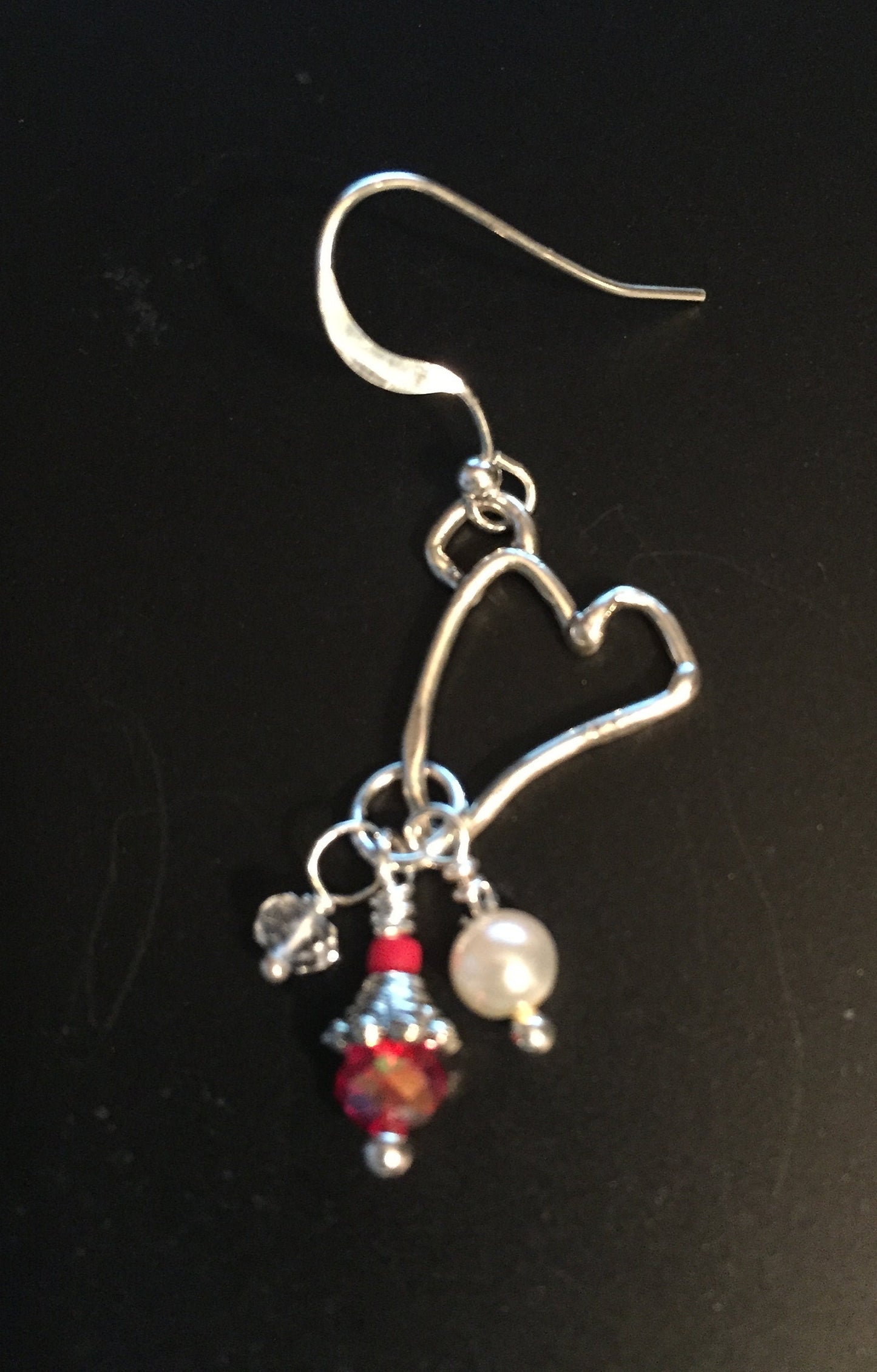 Sterling Silver Artisan Heart Earrings with Dangles
