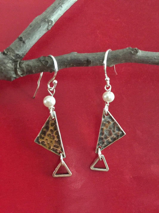 Sterling Silver Minimalist Style Triangle Earrings