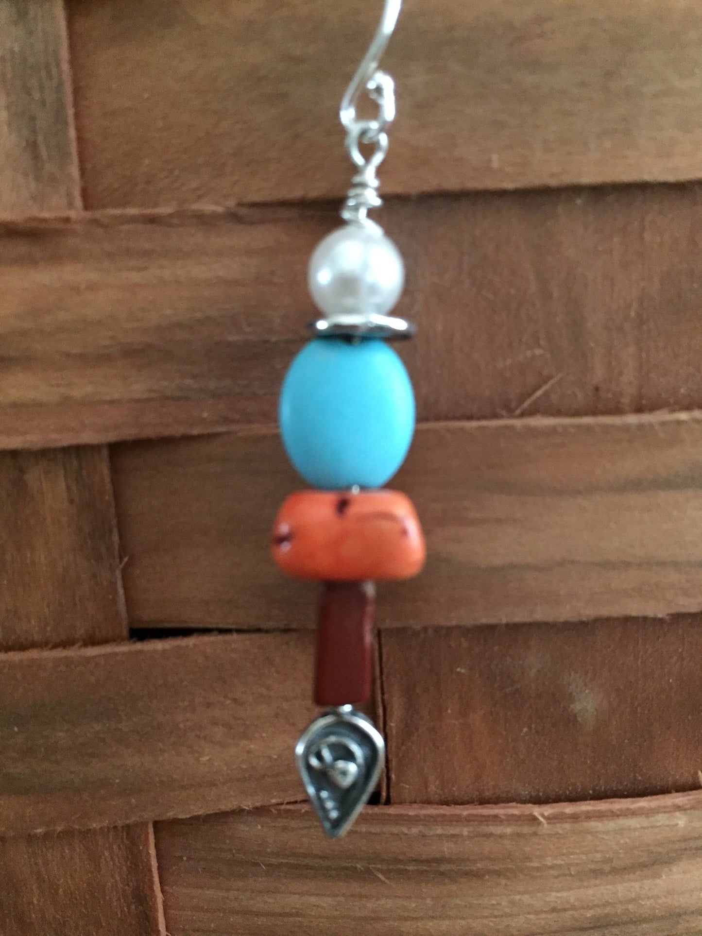 One-of-a-kind Design-Organic Stones and Sterling Silver Dangle Earrings